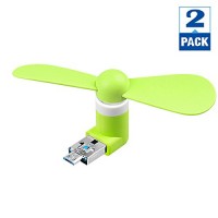 [2 Pack] Green - Nacodex Portable Cool Fan [2-IN-1] [USB 2.0/3.0] [Android Micro] Android Mobile Phone Fan Portable Dock Fan for Samsung   LG  Huawei  Sony  HTC  ZTE Other Android Phone - B01K1FA56M